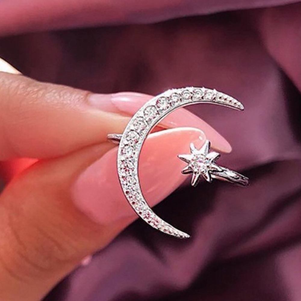 Crescent Moon & Star Ring